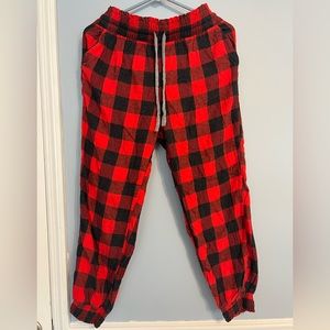 Aerie Red & Black Flannel Pants- Size Medium